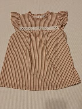 PRETTYGARDEN Women's Striped Blouse Size Small S Ruffle Sleeve Crochet Lace Top